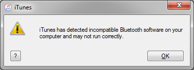 iTunes Bluthtooth Error